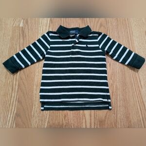 Vintage Polo Ralph Lauren Baby Striped Green and White Shirt 9 Months